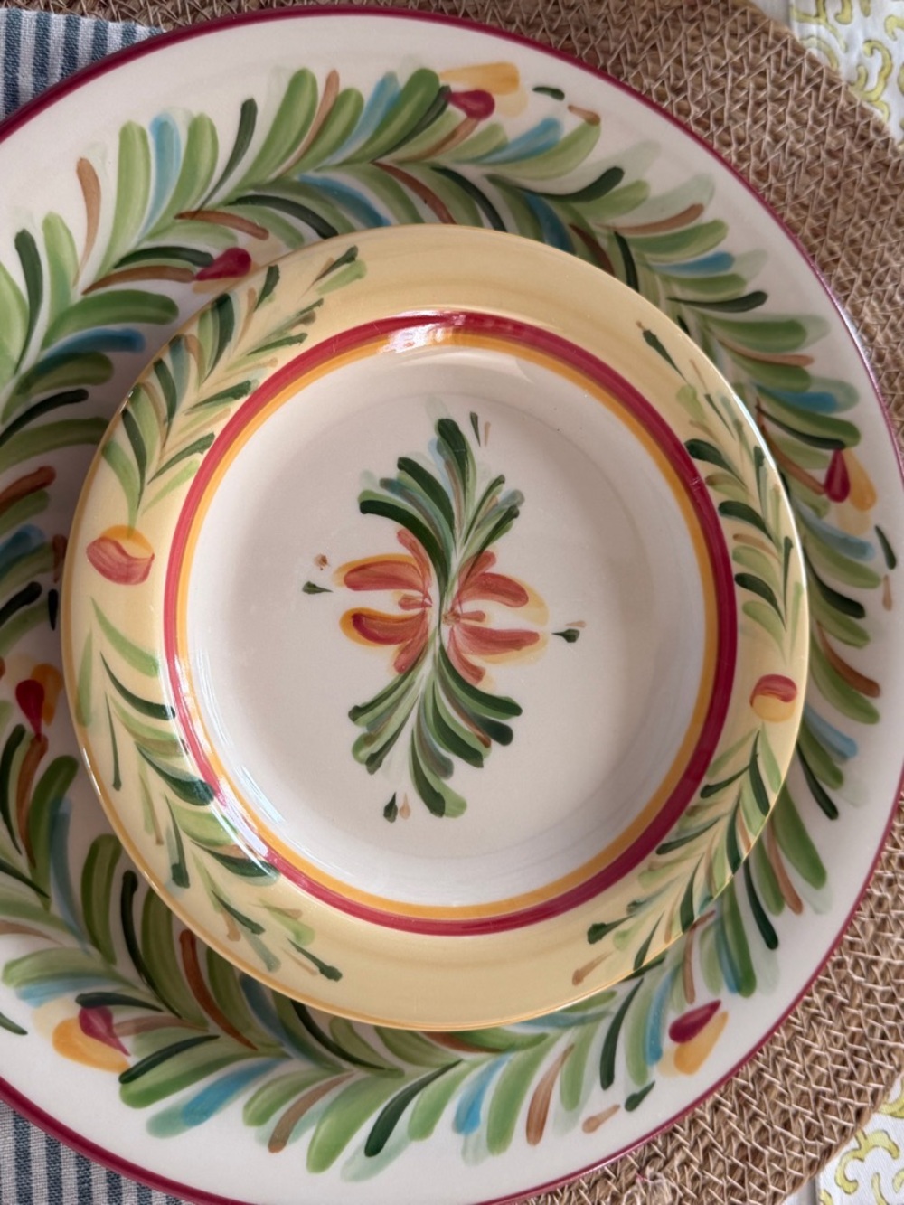 Southern Living at Home Dinner Plate & Bread+Butter Yellow & Red
Set of Four